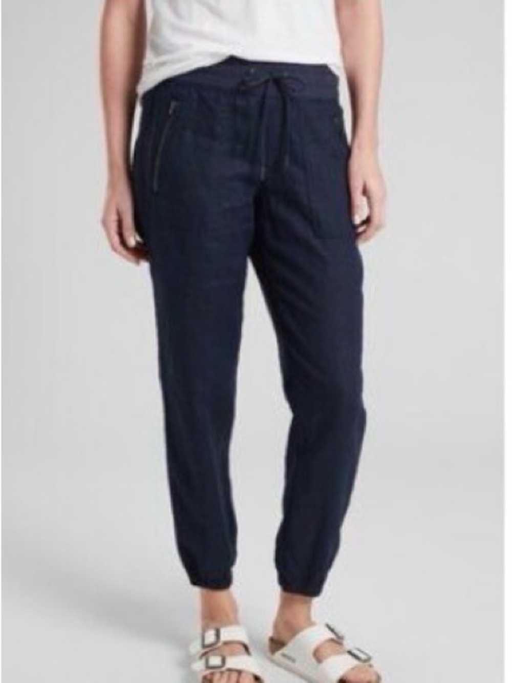 Athleta Black Linen Cabo Joggers Pants Sz 0 (K)